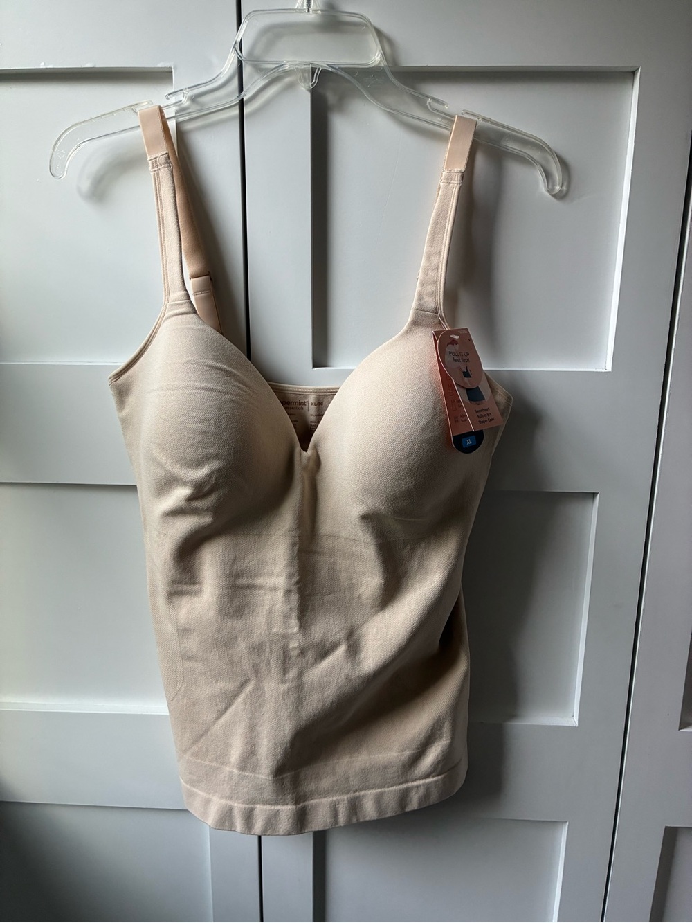 Shapermint Nude Seamless Sweetheart Built In Bra Shaper Cami Tank Size XL
